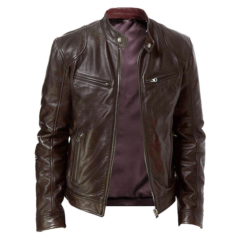 Herren Biker-Jacke im modernen Design in Khaki