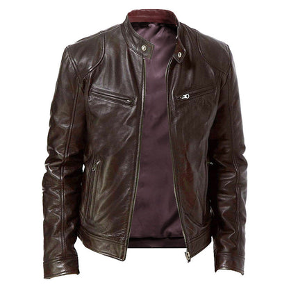 Herren Biker-Jacke im modernen Design in Khaki