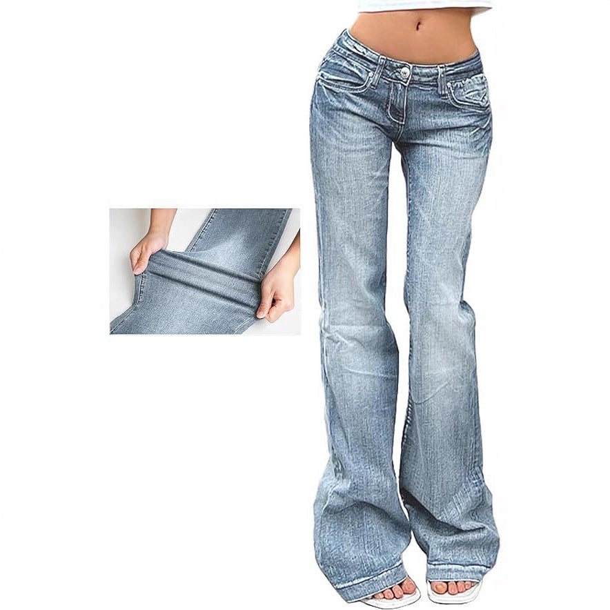 Damen Flared Jeans mit hohem Bund und Stretch in Hellblau