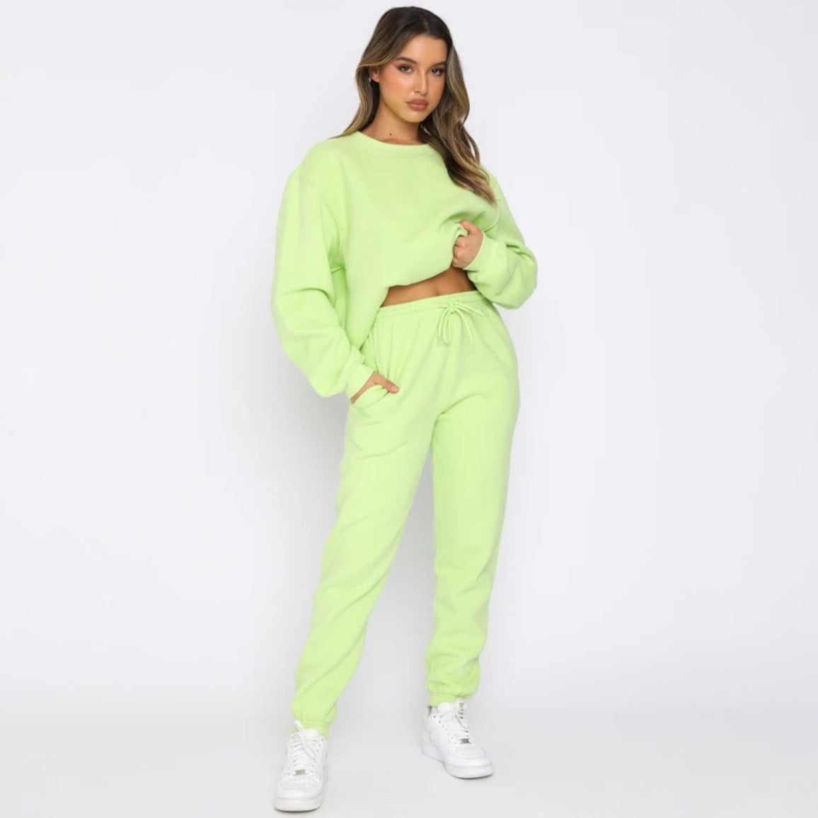 Damen bequeme Sweatshirt und Jogginghose Freizeitanzug in Schwarz