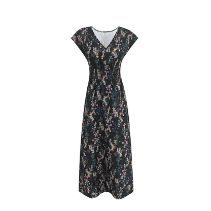 Damen Maxi-Kleid mit floralem Paisley-Muster und schmeichelndem Schnitt in Dunkelblau