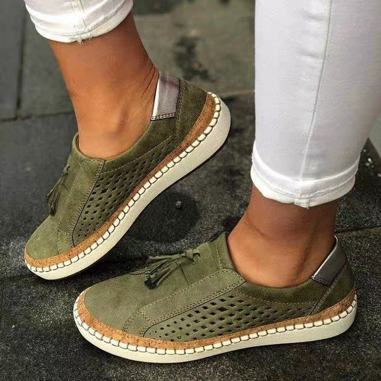 Damen Slip-On-Sneaker mit dekorativen Fransen in Blau