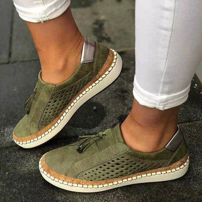 Damen Slip-On-Sneaker mit dekorativen Fransen in Blau