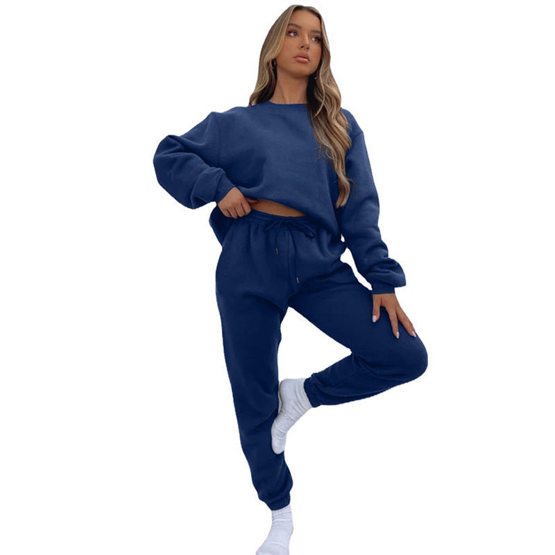 Damen bequeme Sweatshirt und Jogginghose Freizeitanzug in Braun