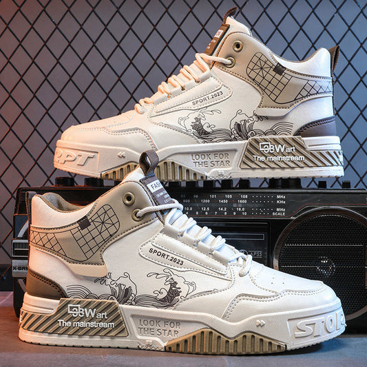 Damen modische High-Top-Sneaker in Beige