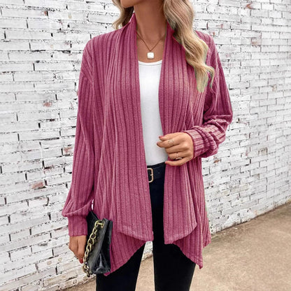 Damen angesagte Strickjacke mit strukturiertem Design und offenem Schnitt in Dunkelblau