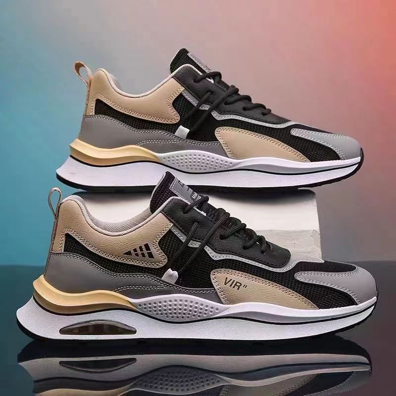 Damen modische Sneaker mit Mesh-Optik und bequemer Sohle in Grau-Orange