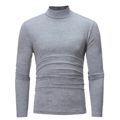 Herren Langarm T-Shirt mit stehendem Kragen und figurschmeichelndem Schnitt in Schwarz