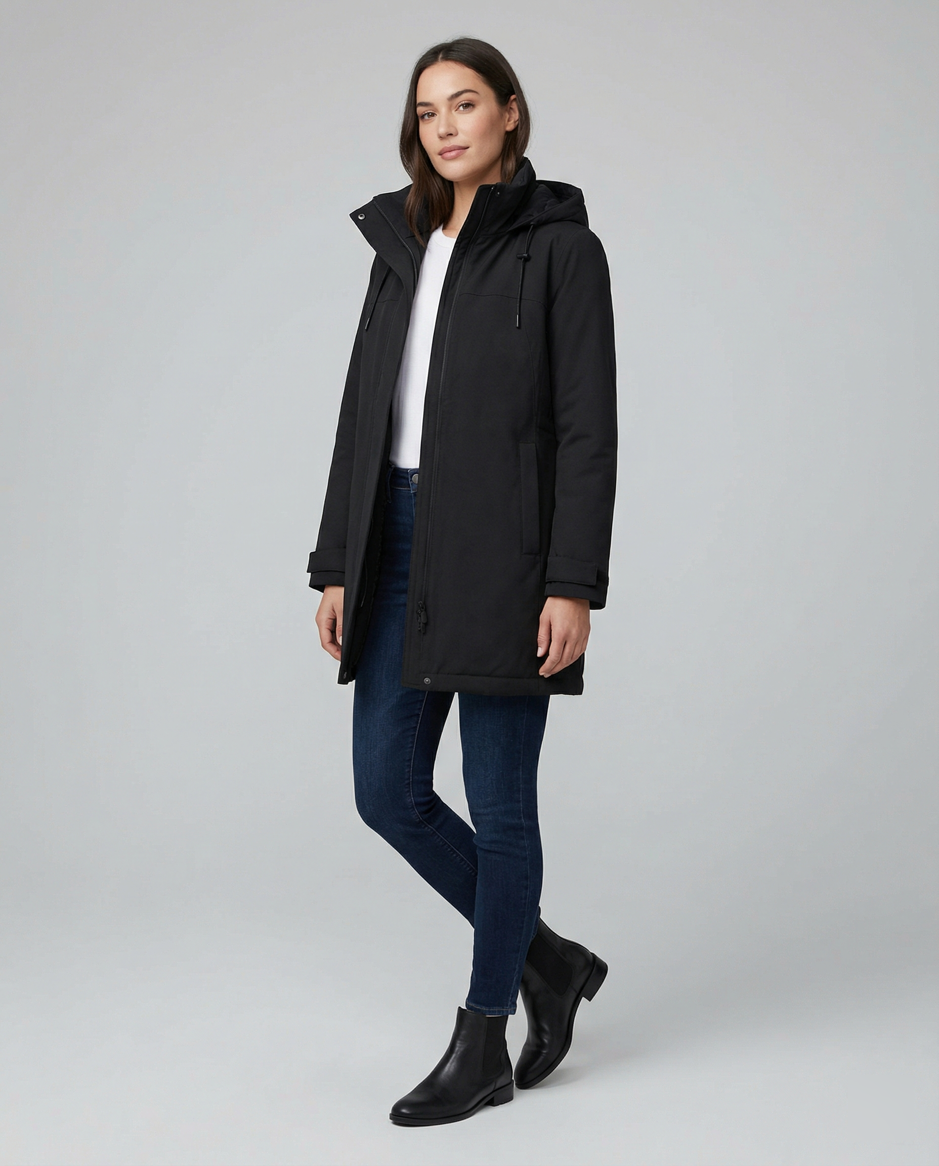 Übergangsjacke Damen sportlich Parka mit Taschen in Olivgrün