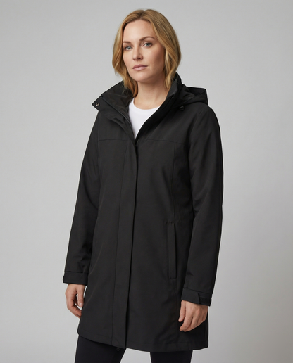 Übergangsjacke Damen sportlich Parka mit Taschen in Schwarz