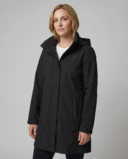 Übergangsjacke Damen sportlich Parka mit Taschen in Schwarz