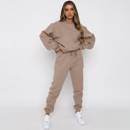 Damen bequeme Sweatshirt und Jogginghose Freizeitanzug in Schwarz