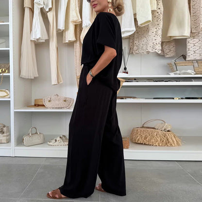 Damen Lässiger Jumpsuit mit weitem Bein und Taillenzug in Braun