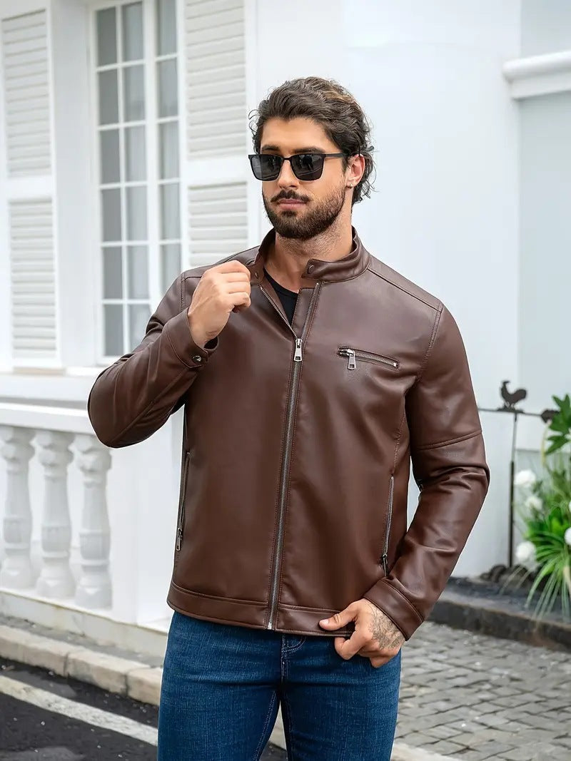 Herren moderne Jacke mit Reißverschlüssen in Schwarz