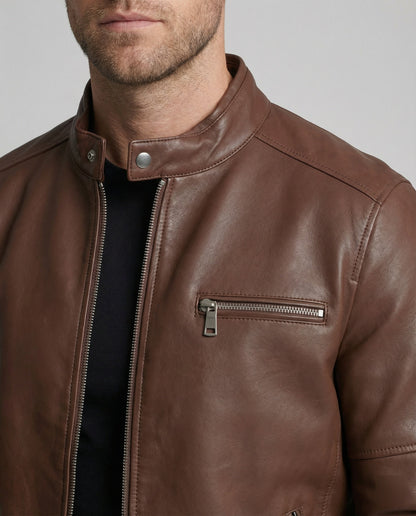 Herren moderne Jacke mit Reißverschlüssen in Braun