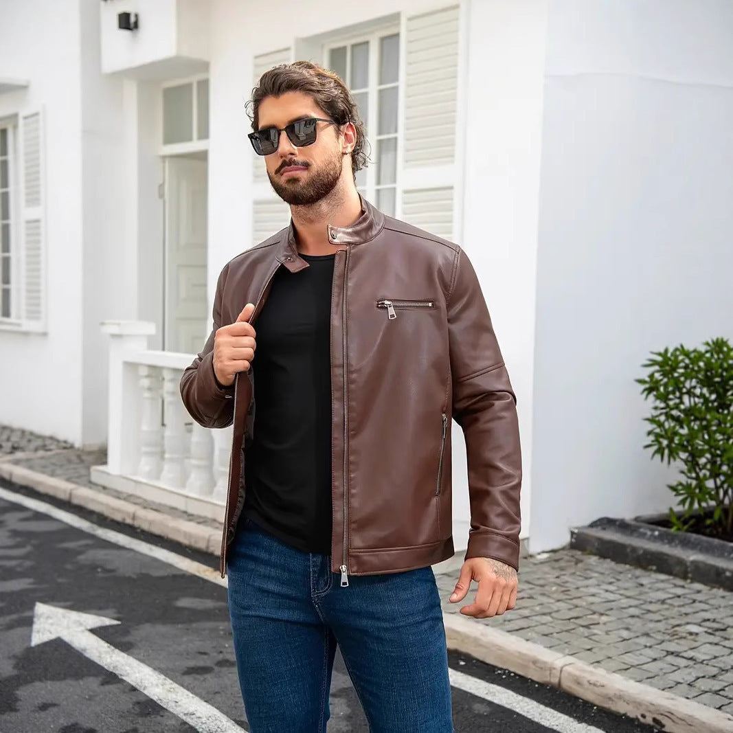 Herren moderne Jacke mit Reißverschlüssen in Braun