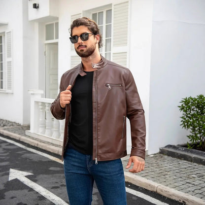 Herren moderne Jacke mit Reißverschlüssen in Braun