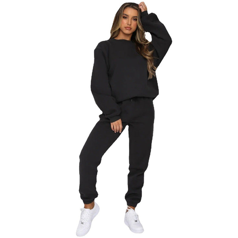 Damen bequeme Sweatshirt und Jogginghose Freizeitanzug in Dunkelblau