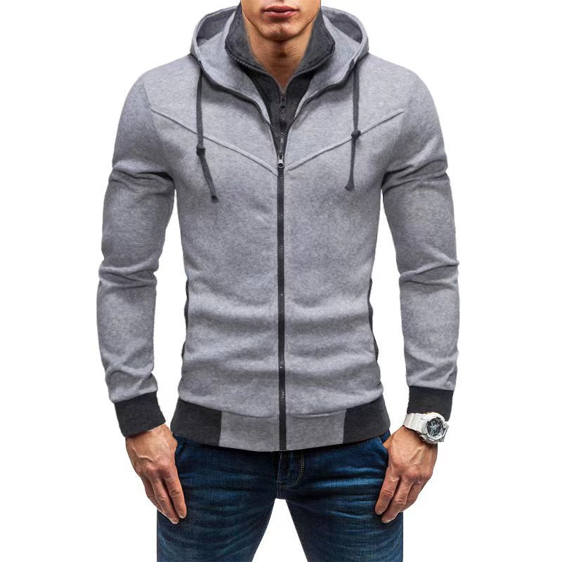 Herren Fleece-Kapuzenjacke mit stylischem Design und praktischen Taschen in Dunkelrot