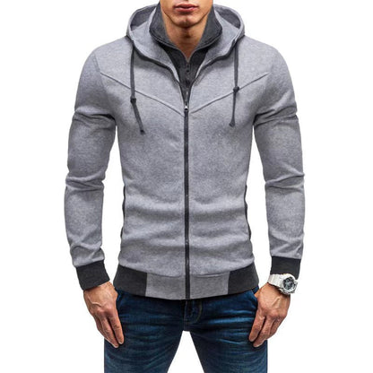 Herren Fleece-Kapuzenjacke mit stylischem Design und praktischen Taschen in Dunkelrot