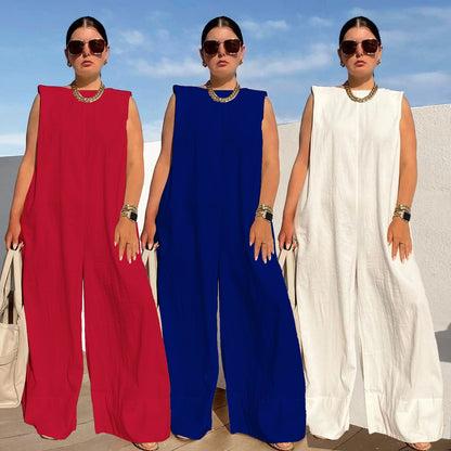 Damen weit geschnittener Jumpsuit mit Kapuze in Weiß