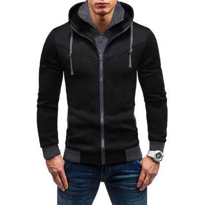Herren Fleece-Kapuzenjacke mit stylischem Design und praktischen Taschen in Schwarz