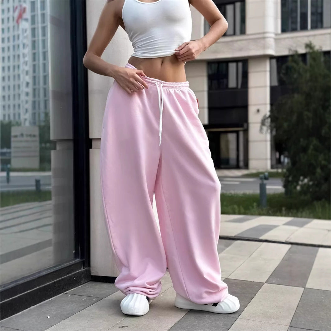 Damen bequeme Sweathose mit weitem Schnitt in Rosa