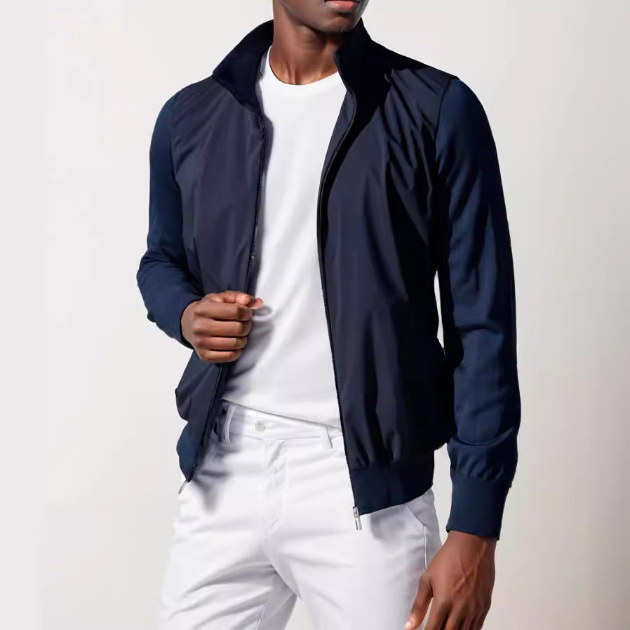 Herren lässige Sommerjacke im minimalistischen Design mit praktischen Reißverschlusstaschen in Grau