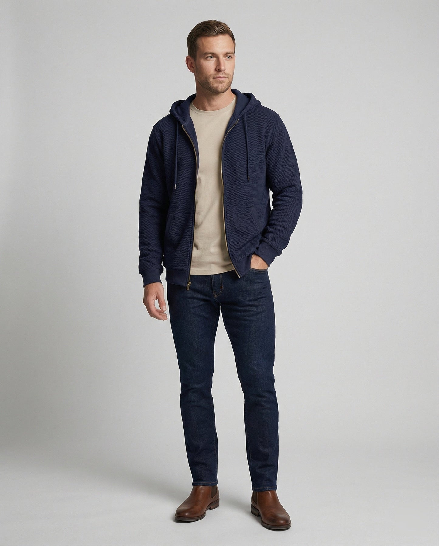 Sportliche Kapuzenjacke Herren mit modernem Mesh-Design in Khaki