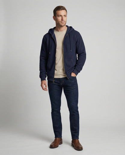 Sportliche Kapuzenjacke Herren mit modernem Mesh-Design in Khaki