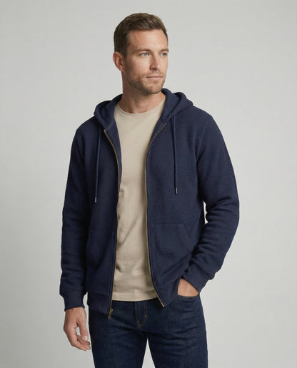 Sportliche Kapuzenjacke Herren mit modernem Mesh-Design in Dunkelblau