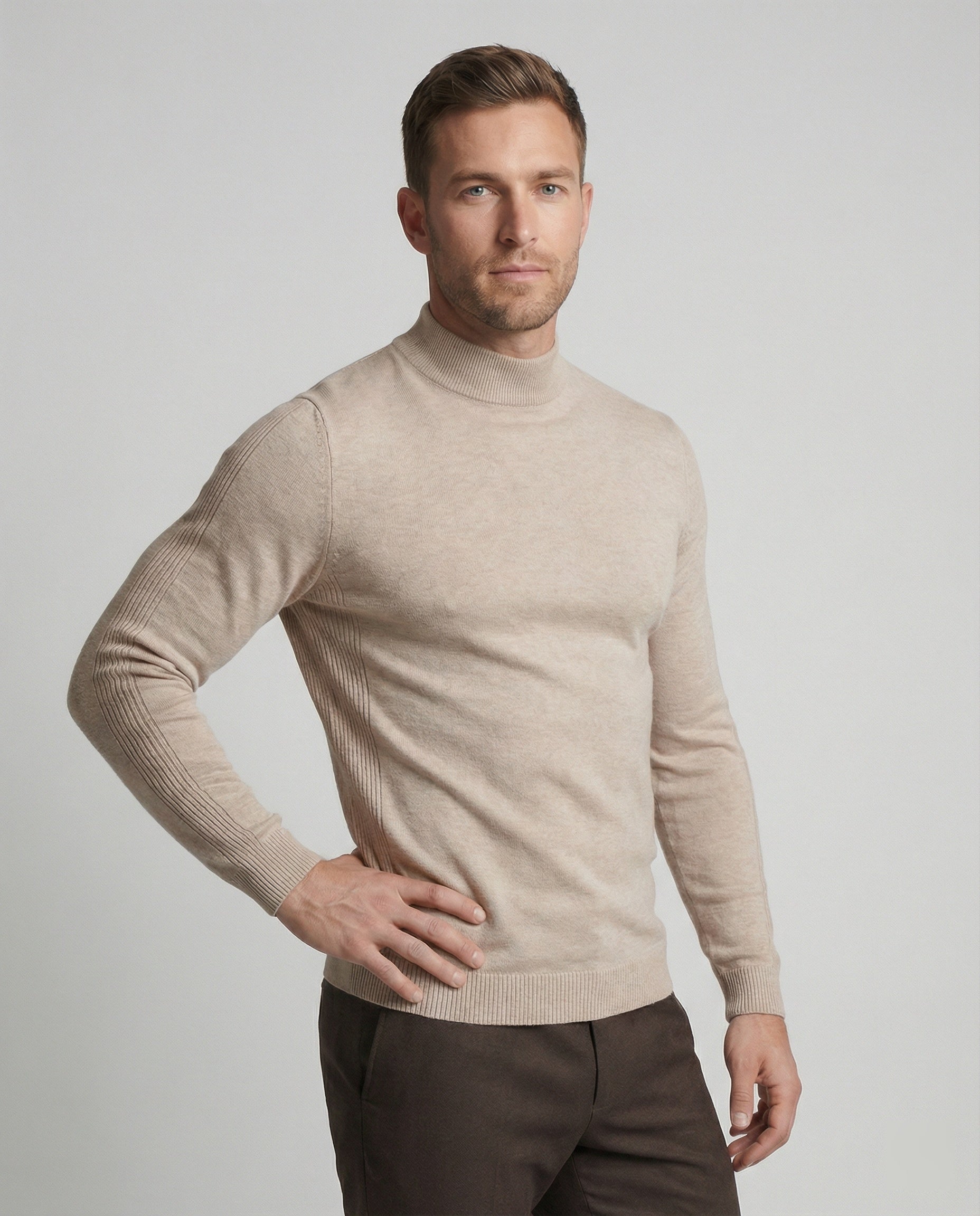 Stilvoller Rollkragenpullover in Khaki