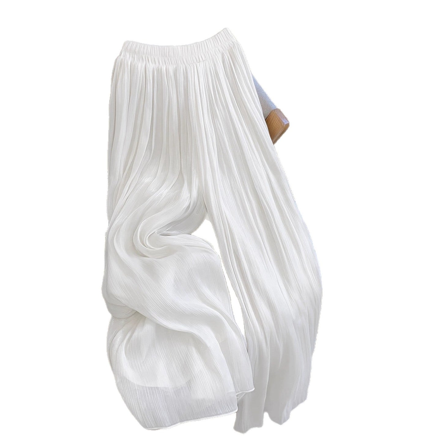 Damen weite Plissee-Hose mit elastischem Taillenbund in Hellblau