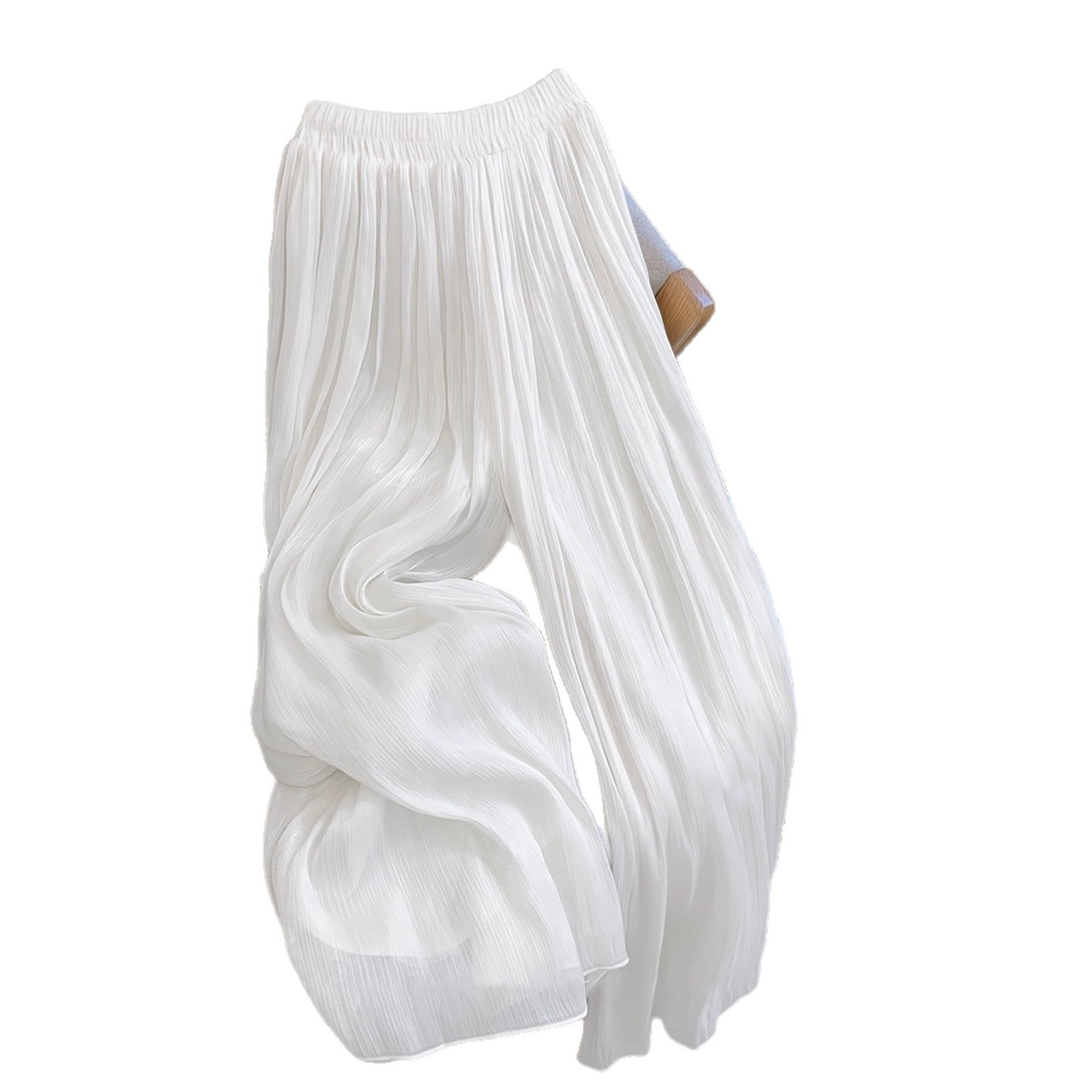 Damen weite Plissee-Hose mit elastischem Taillenbund in Hellblau