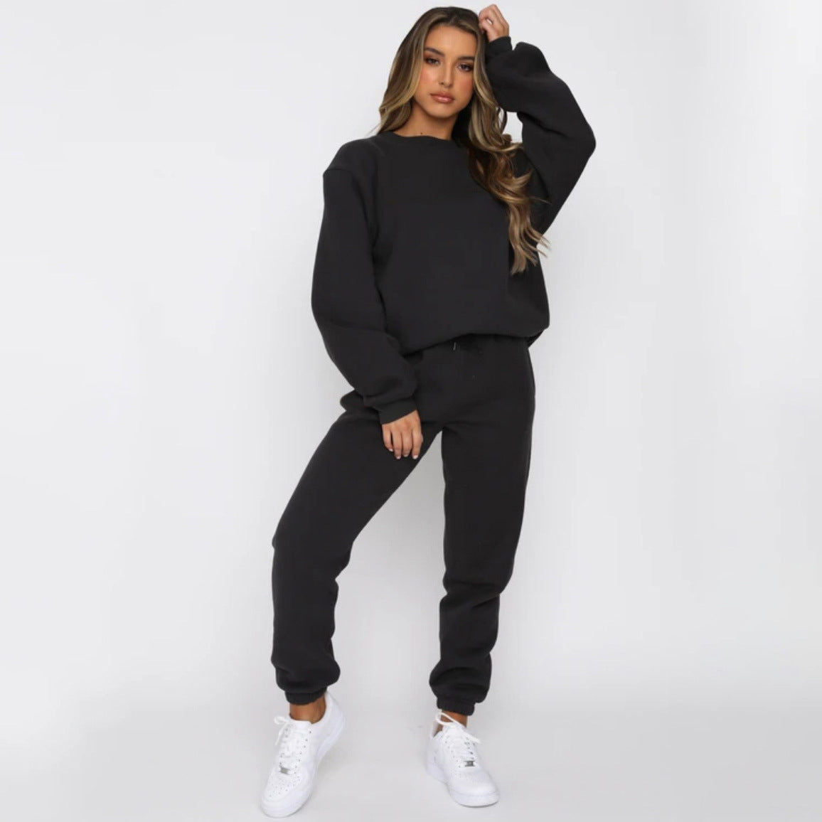Damen bequeme Sweatshirt und Jogginghose Freizeitanzug in Khaki