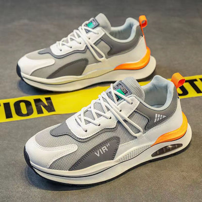 Damen modische Sneaker mit Mesh-Optik und bequemer Sohle in Grau-Orange
