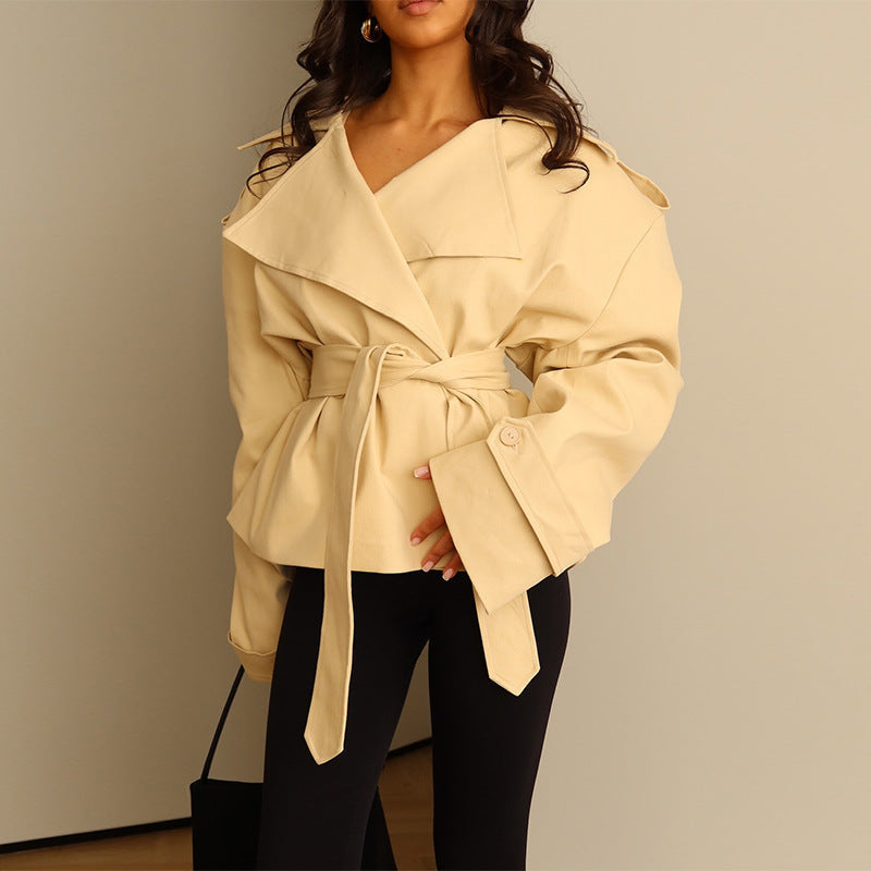 Damen trendige lässige Überwurfjacke in Beige