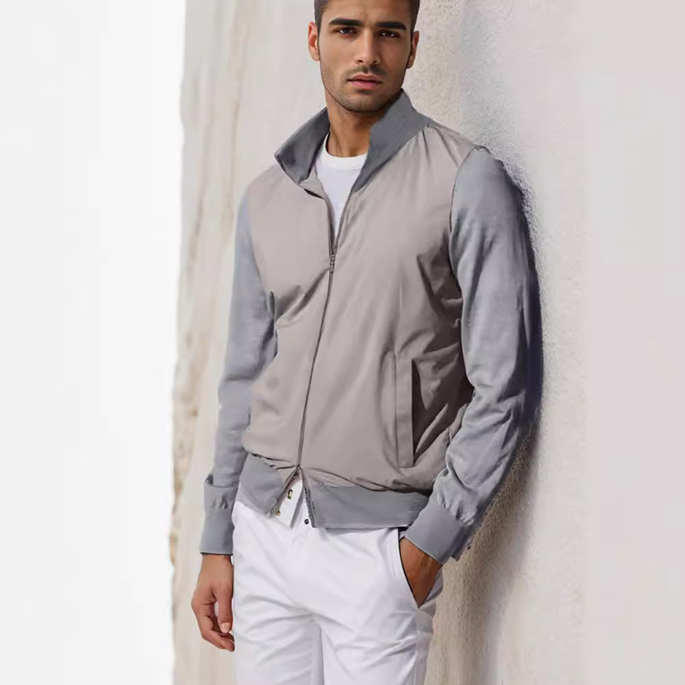 Herren lässige Sommerjacke im minimalistischen Design mit praktischen Reißverschlusstaschen in Grau