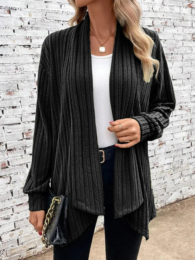 Damen angesagte Strickjacke mit strukturiertem Design und offenem Schnitt in Hellblau