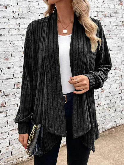 Damen angesagte Strickjacke mit strukturiertem Design und offenem Schnitt in Hellblau