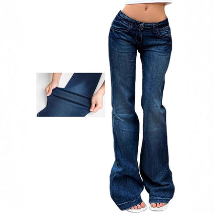 Damen Flared Jeans mit hohem Bund und Stretch in Schwarz