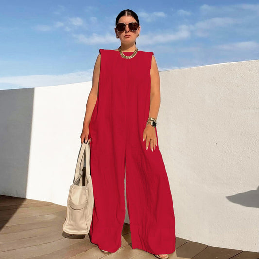Damen weit geschnittener Jumpsuit mit Kapuze in Blau