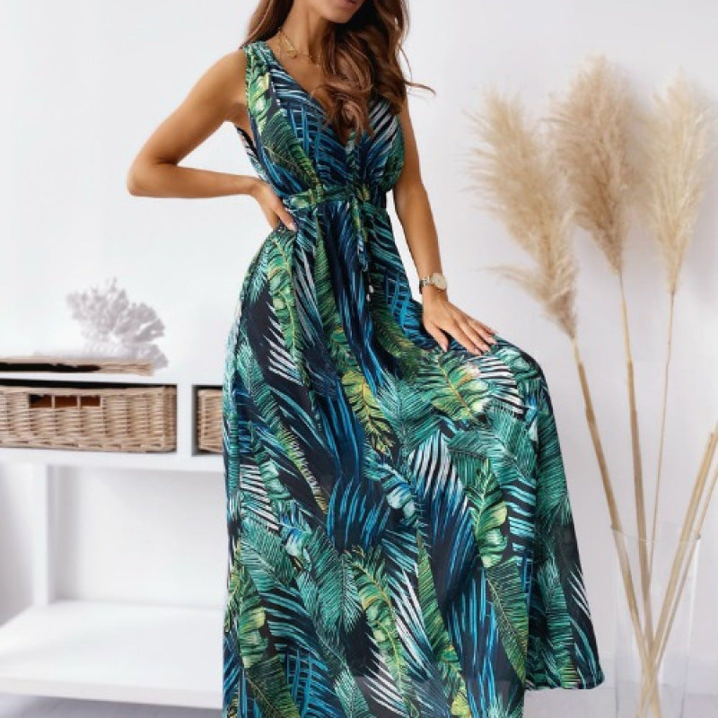Elegantes Tropical Maxi Kleid für Damen in Weiß