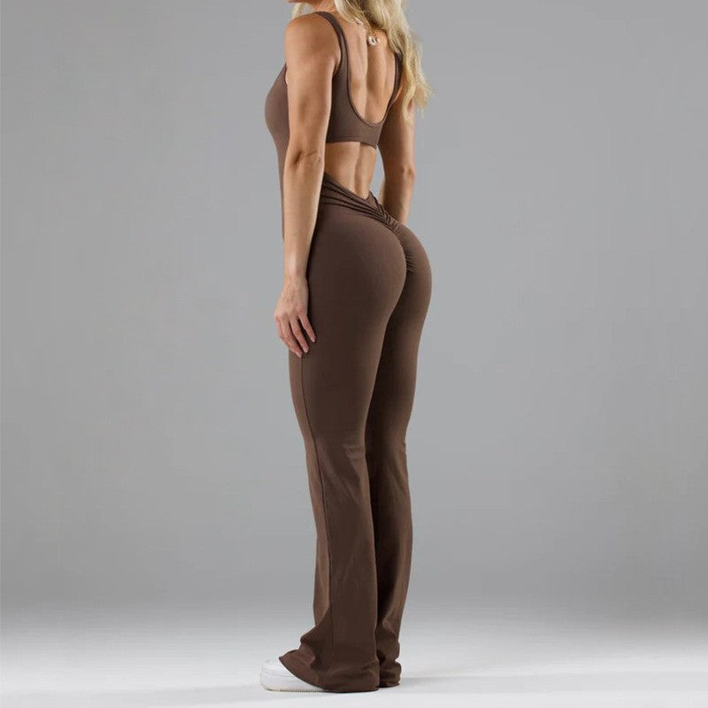 Damen Sportlicher Flared Jumpsuit mit weichem Material in Orange