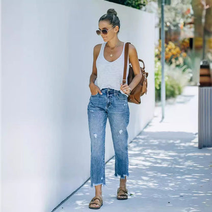 Damen Skinny High-Waist Jeans in Hellblau