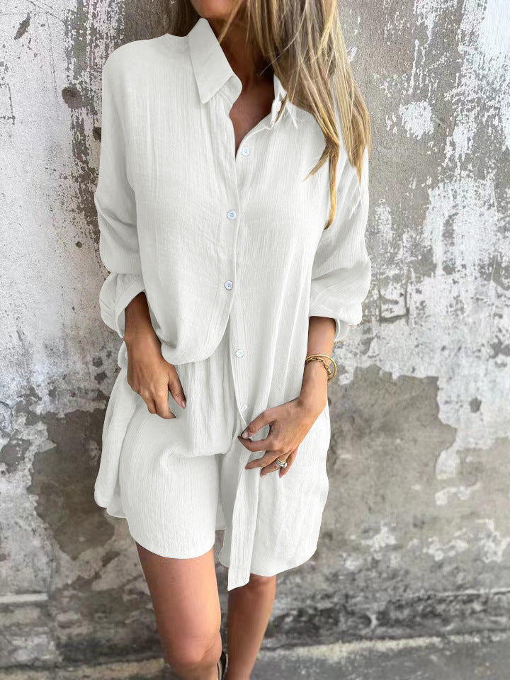 Damen Oversize Hemdkleid mit Knopfverschluss und Rollkragen in Neongelb