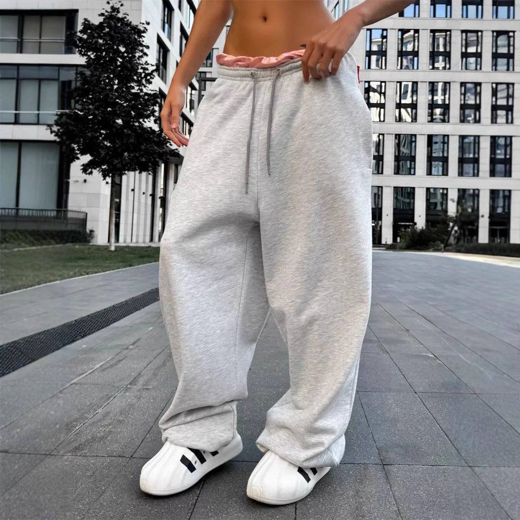 Damen bequeme Sweathose mit weitem Schnitt in Rosa