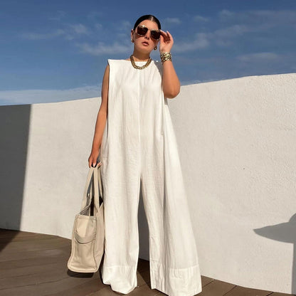 Damen weit geschnittener Jumpsuit mit Kapuze in Rot
