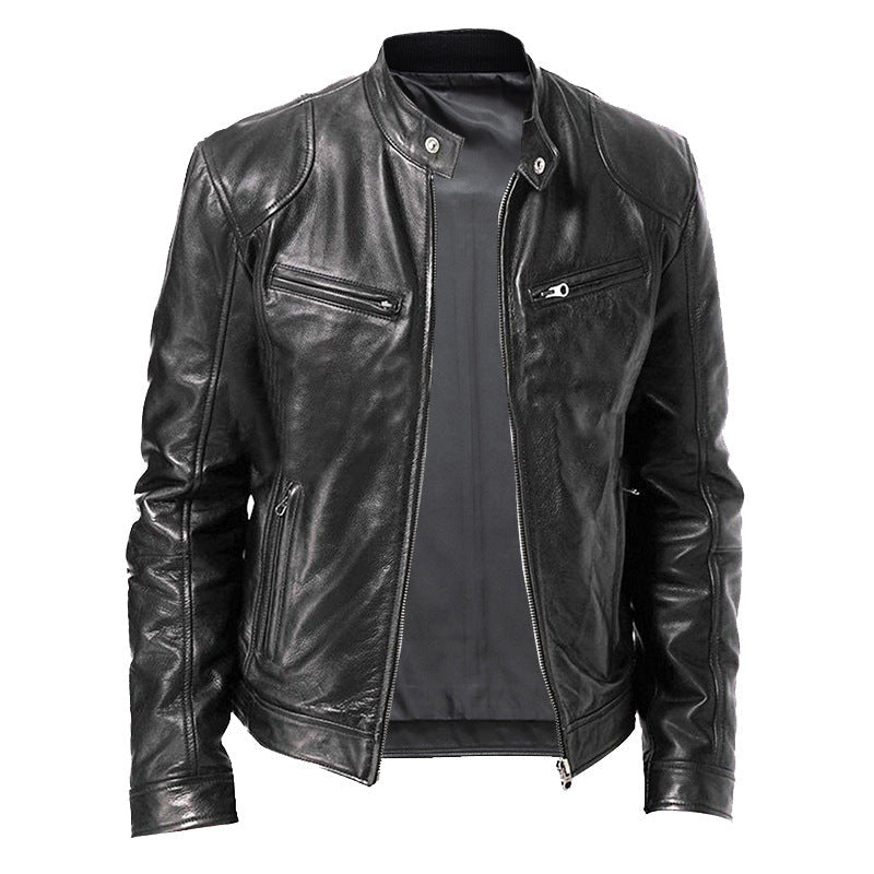 Herren Biker-Jacke im modernen Design in Khaki