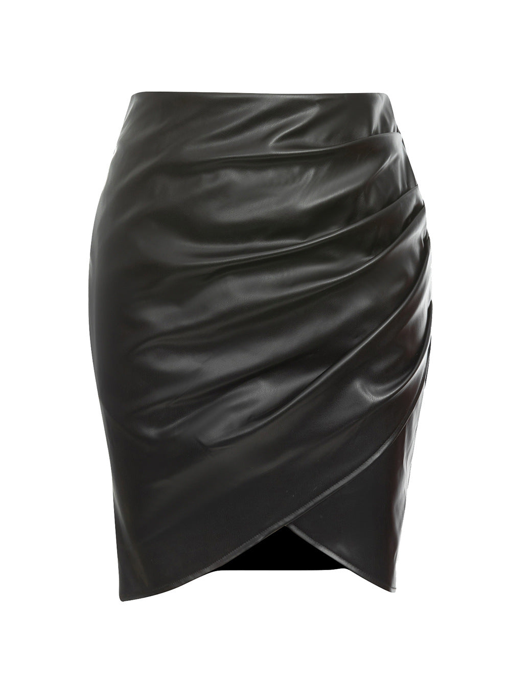 Damen rock mit asymmetrischer Drapierung und schickem Schnitt in Schwarz